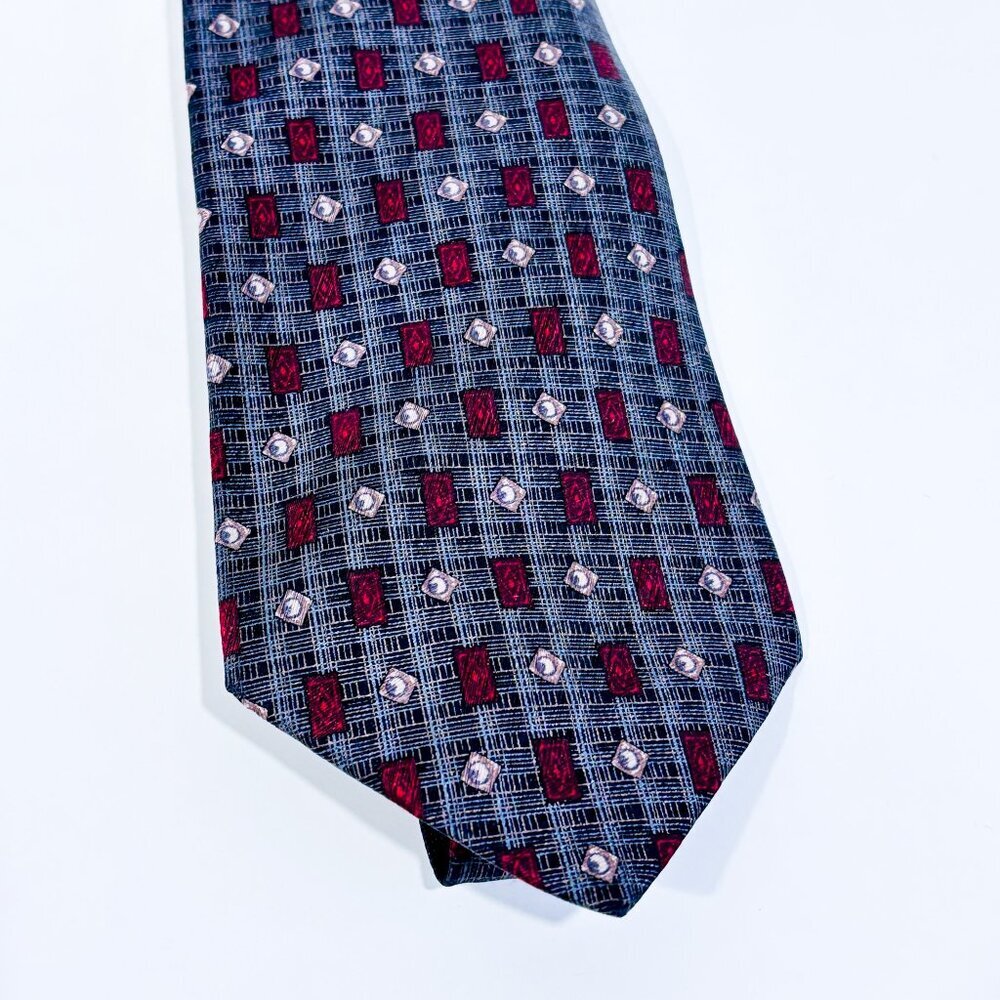 GIANNI FILACCI Grey and‎ red patterned tie | Refined formal style *